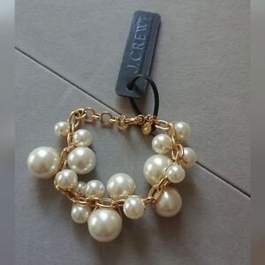 J. Crew Gold tone and Cream faux Pearl Bracelet